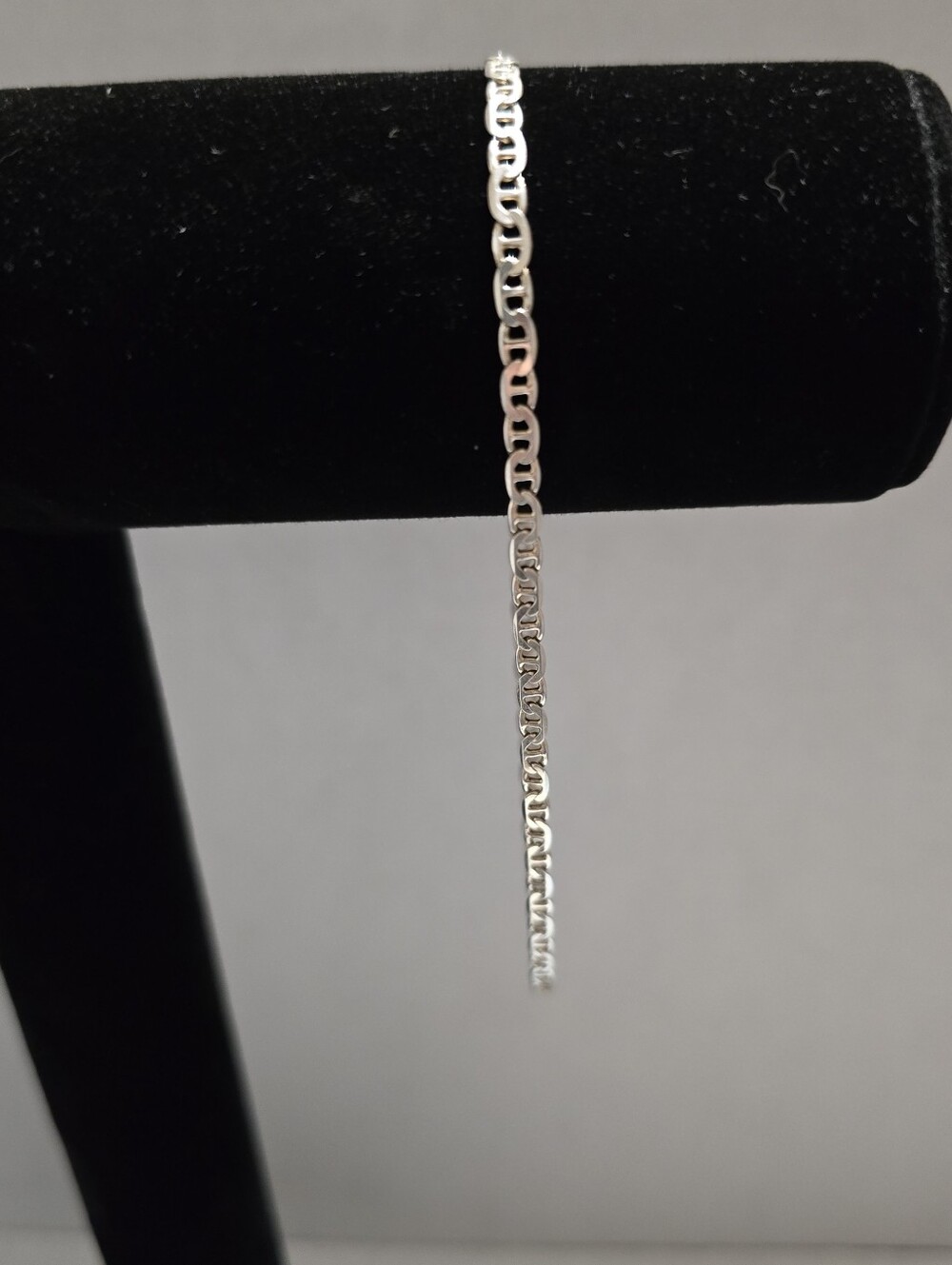 Designer 'RL' 10.5 Inch Sterling Silver  Mariner Link Anklet 3.2mm